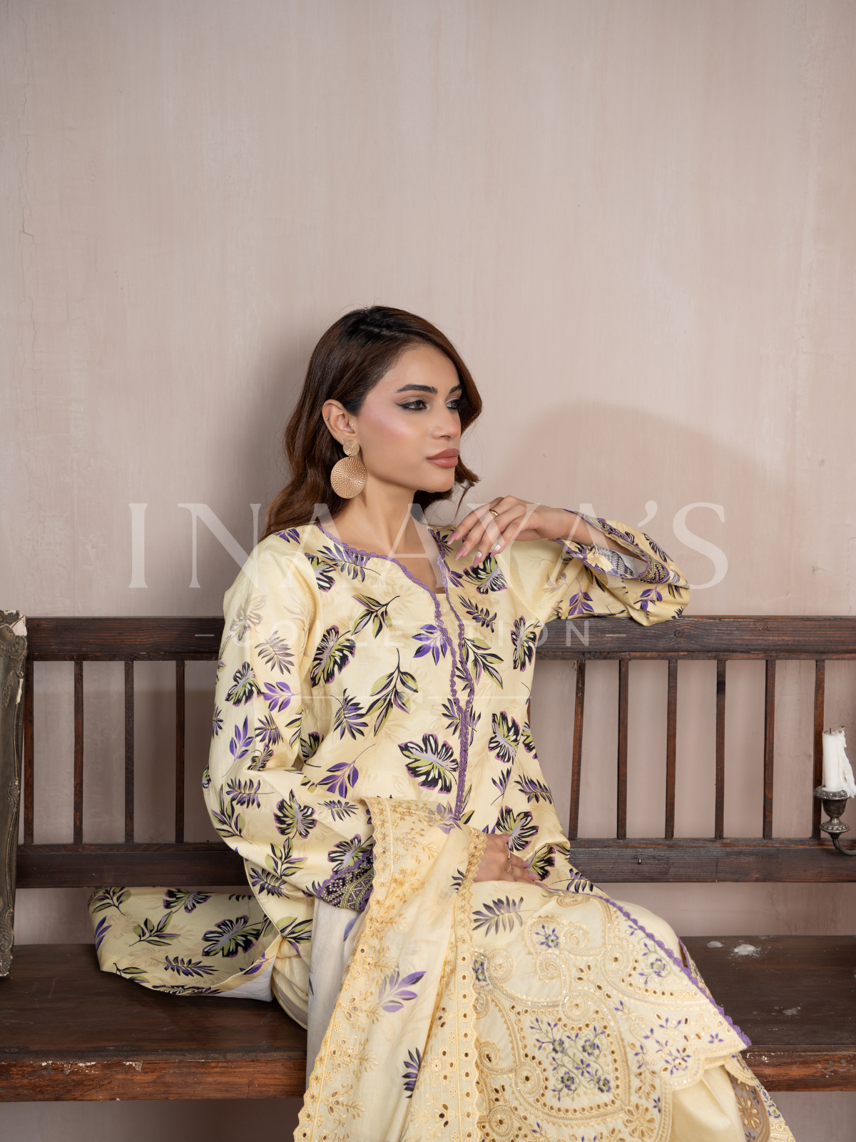 Amara – Golden Hour Blossom (3-peice) Stitched ,Cutwork & Embroidered