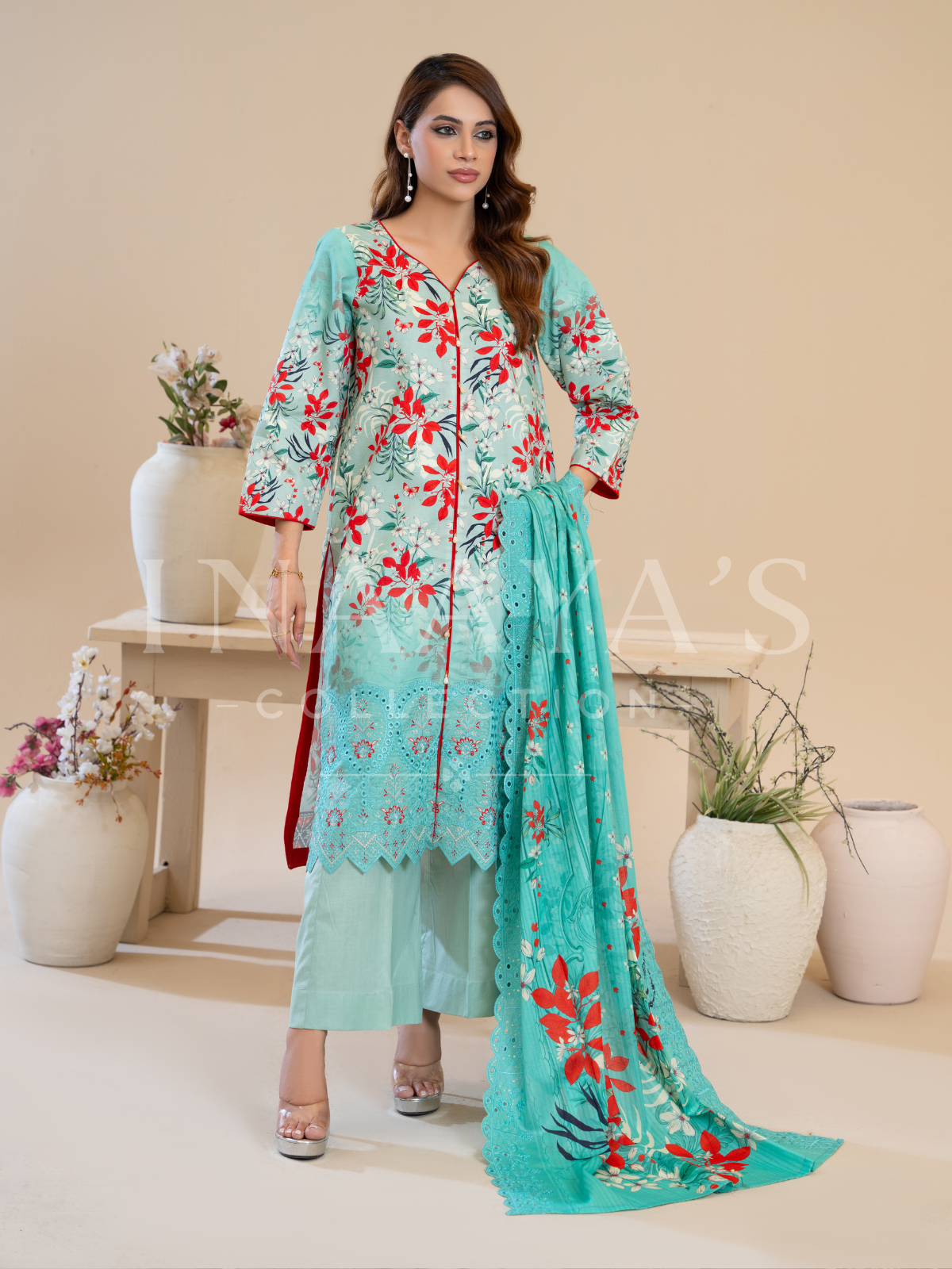Zara – Summer Blossom (3-peice) Stitched ,Cutwork & Embroidered