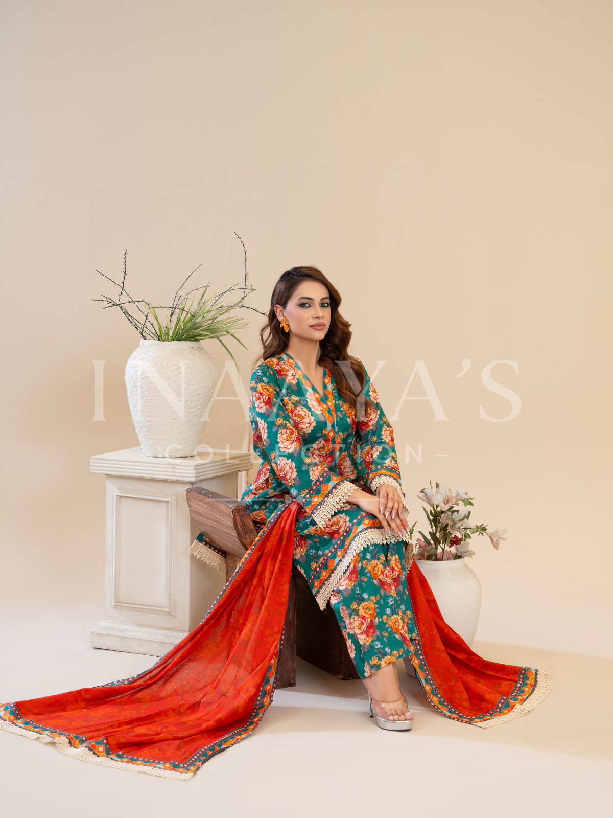 Yumna – Enchanted Grove (3-peice) Stitched with Contrast Dupatta