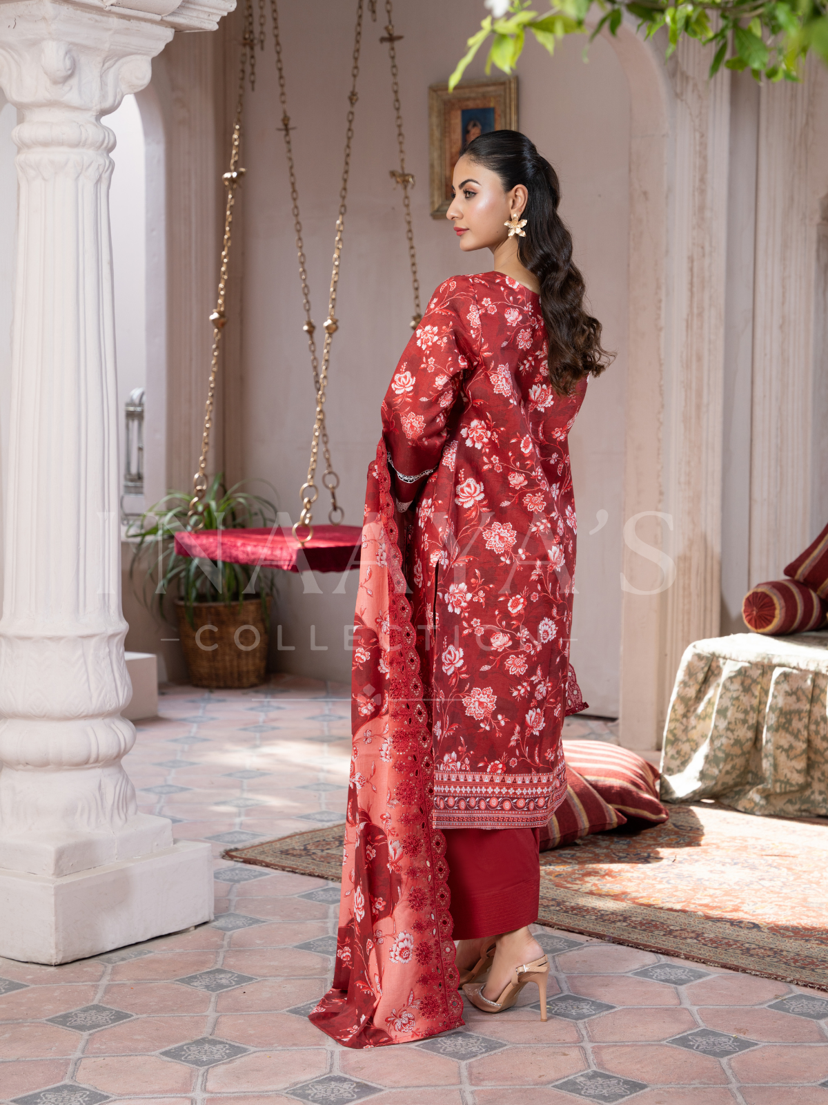 Roya – Scarlet Whisper (3-peice) Embroidered