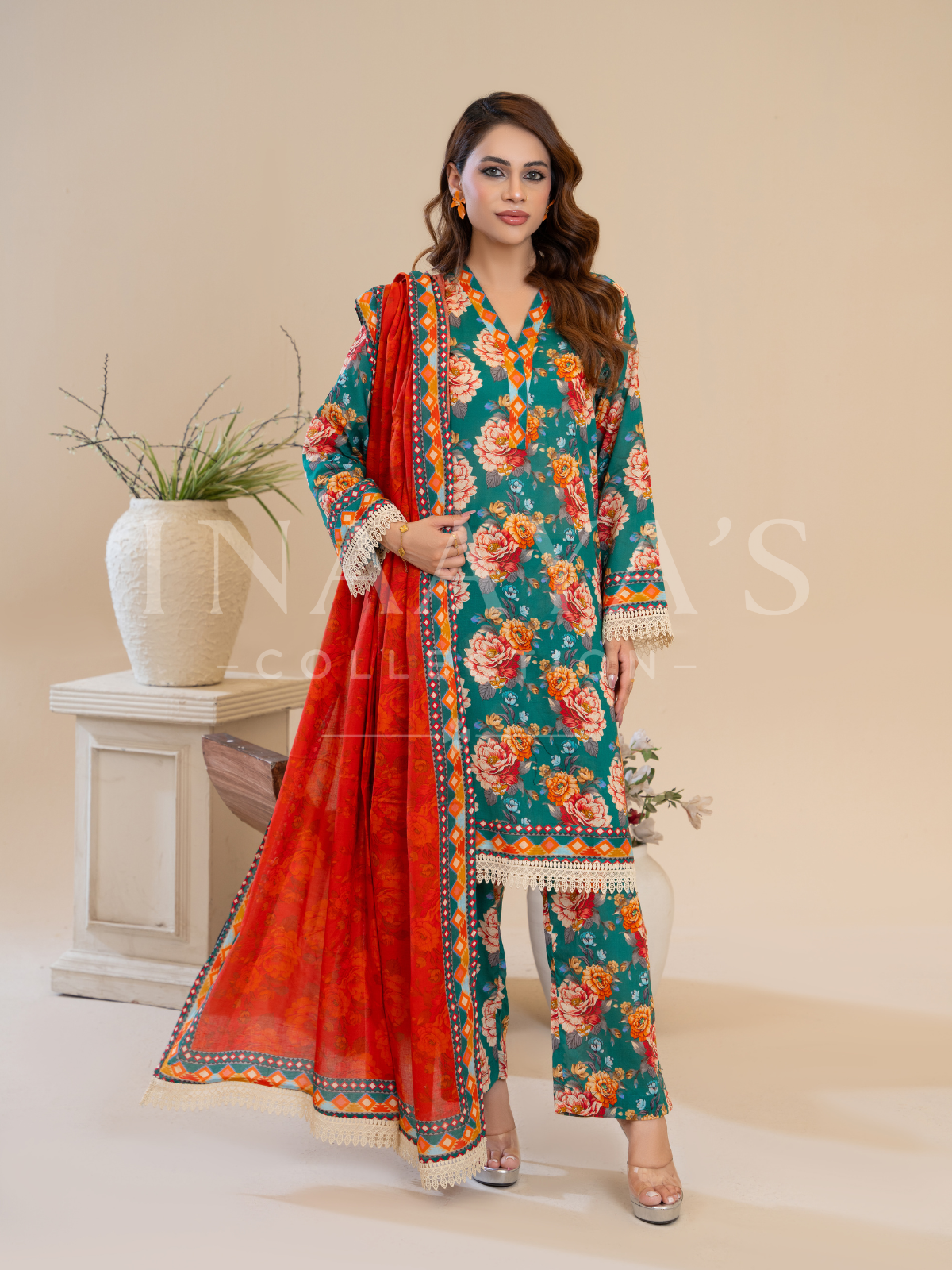 Yumna – Enchanted Grove (3-peice) Stitched with Contrast Dupatta