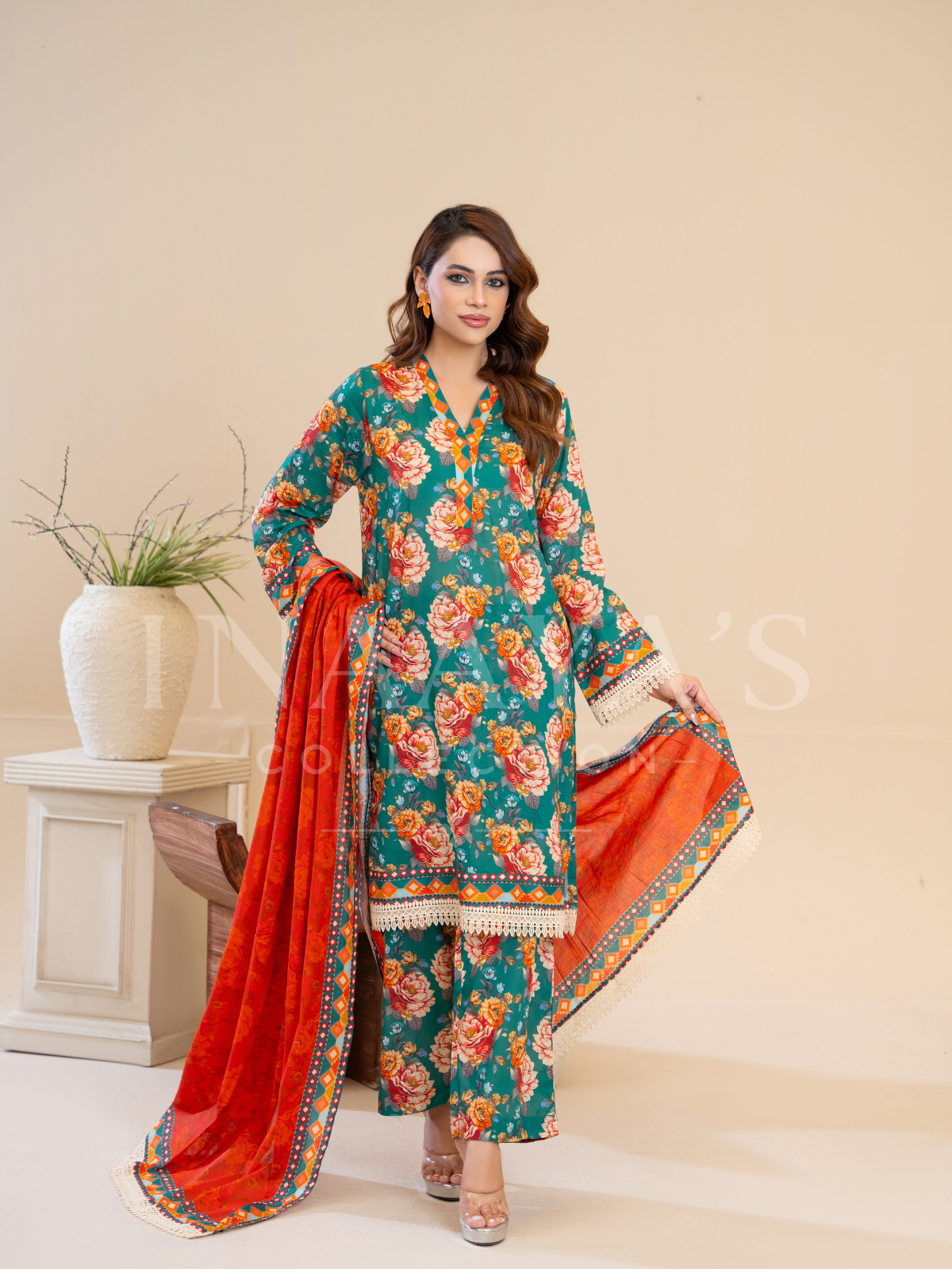 Yumna – Enchanted Grove (3-peice) Stitched with Contrast Dupatta