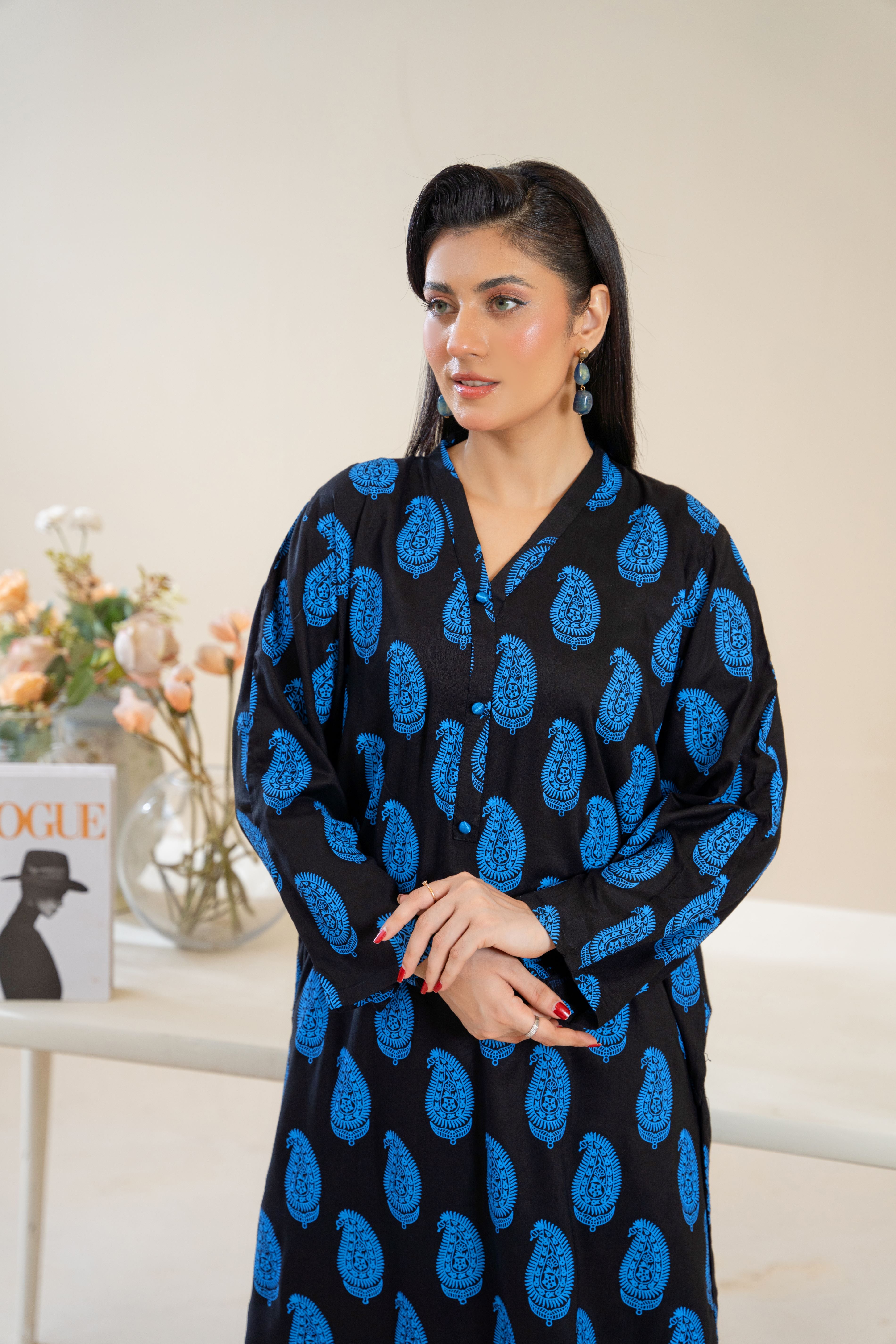 Wisp Aura – 2-Piece Printed Linen Plazo Set