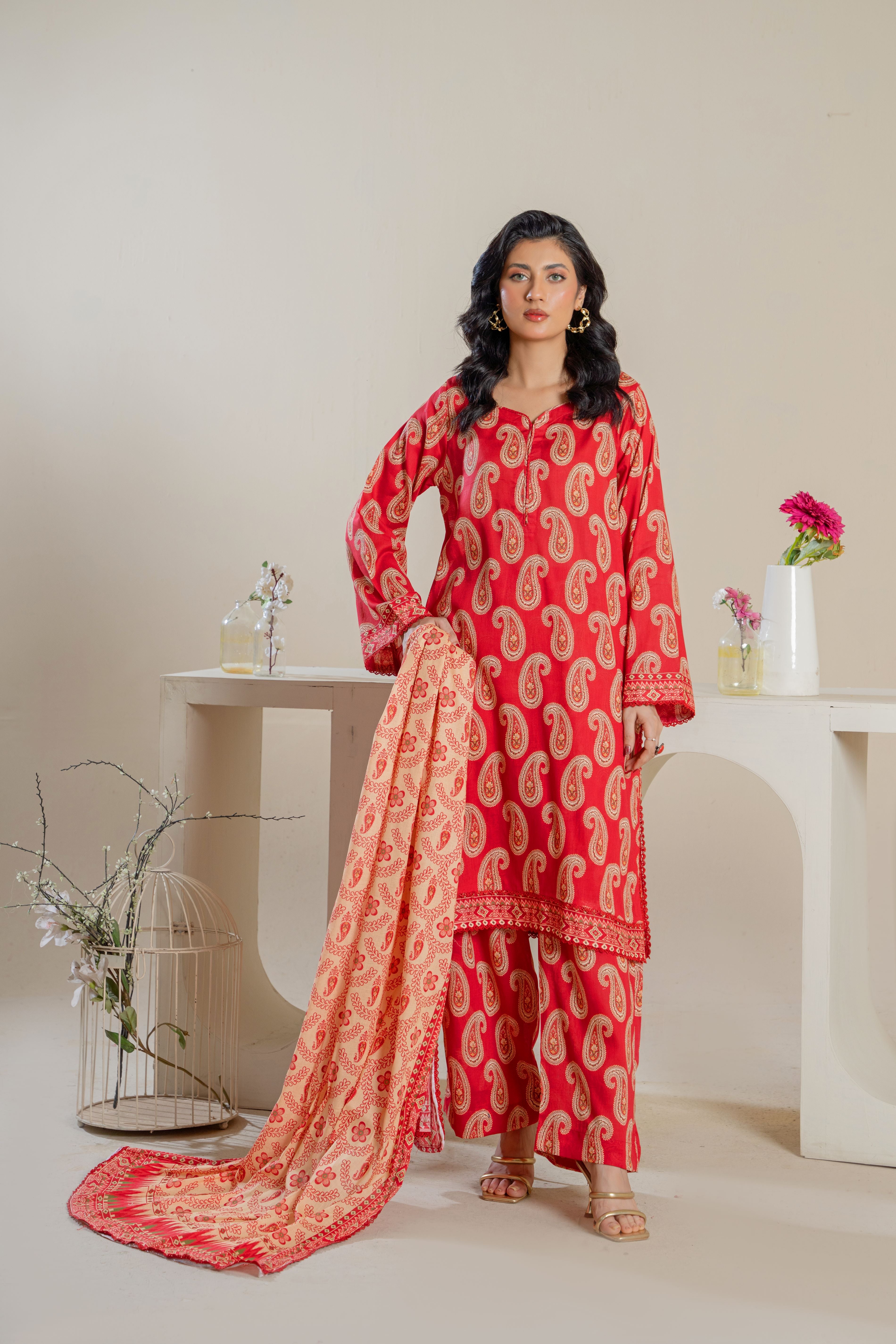 Blaze Rouge – 3-Piece Trimmed Lawn