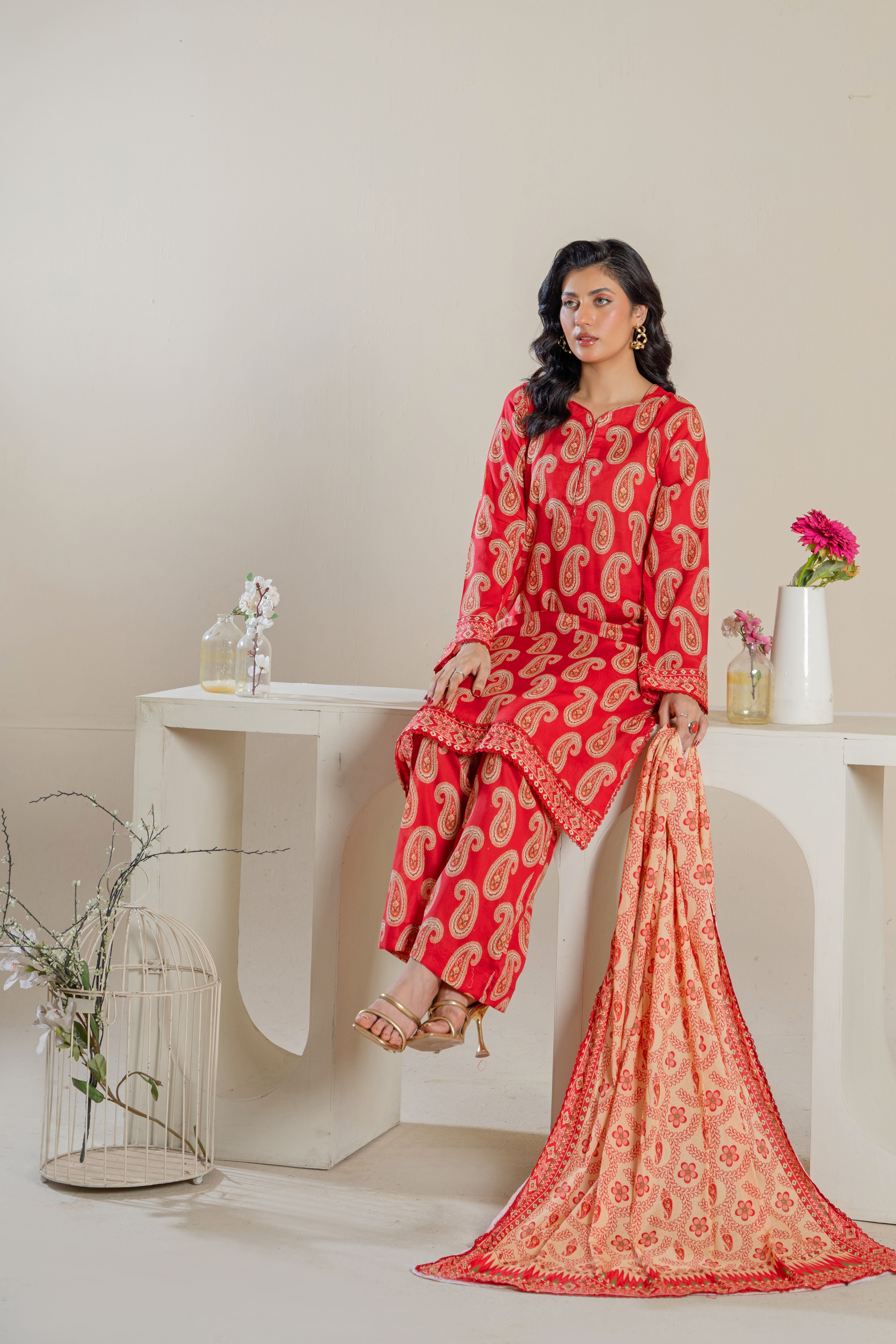 Blaze Rouge – 3-Piece Trimmed Lawn