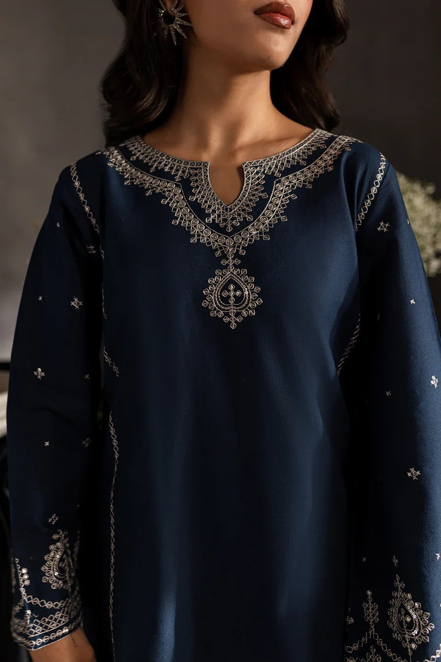 Zarqa - Midnight Blue (2-piece) Embroidered Dress