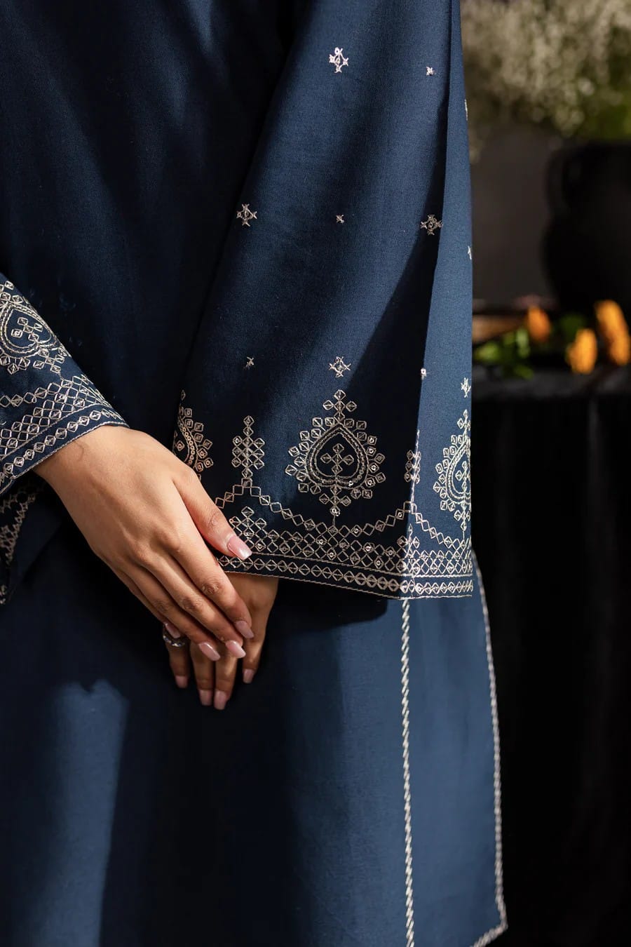 Zarqa - Midnight Blue (2-piece) Embroidered Dress