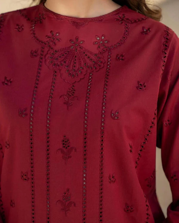 Gul-e-Lala - Mehroon Majesty (2-Piece) Chikankari Dress