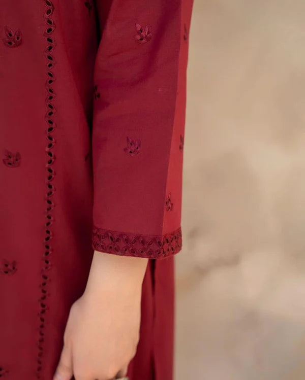 Gul-e-Lala - Mehroon Majesty (2-Piece) Chikankari Dress